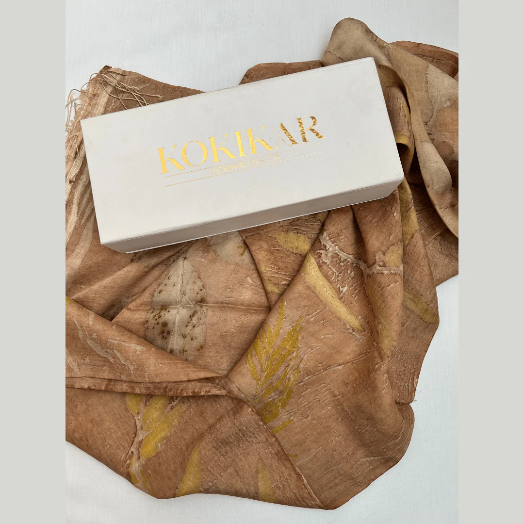 Coral Carnation Pure Silk Scarf – Naturally Dyed & Ecoprinted - Image 11