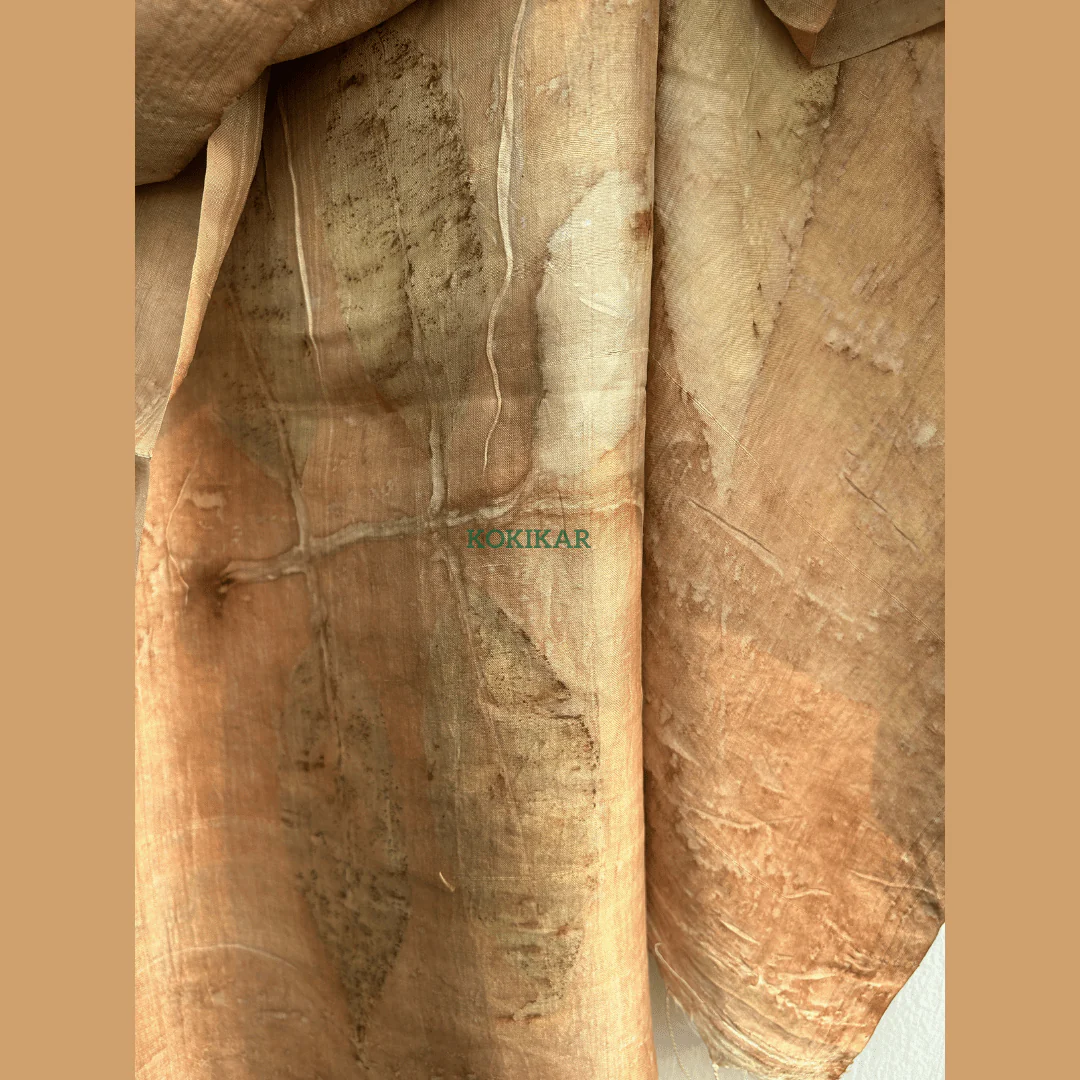 Coral Carnation Pure Silk Scarf – Naturally Dyed & Ecoprinted - Image 4