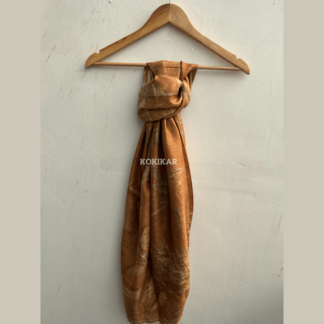 Coral Carnation Pure Silk Scarf – Naturally Dyed & Ecoprinted - Image 5