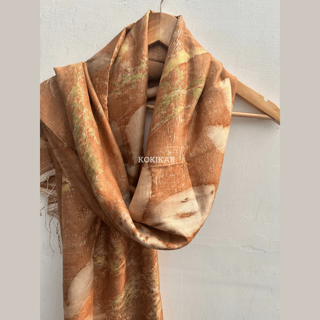 Coral Carnation Pure Silk Scarf – Naturally Dyed & Ecoprinted - Image 7