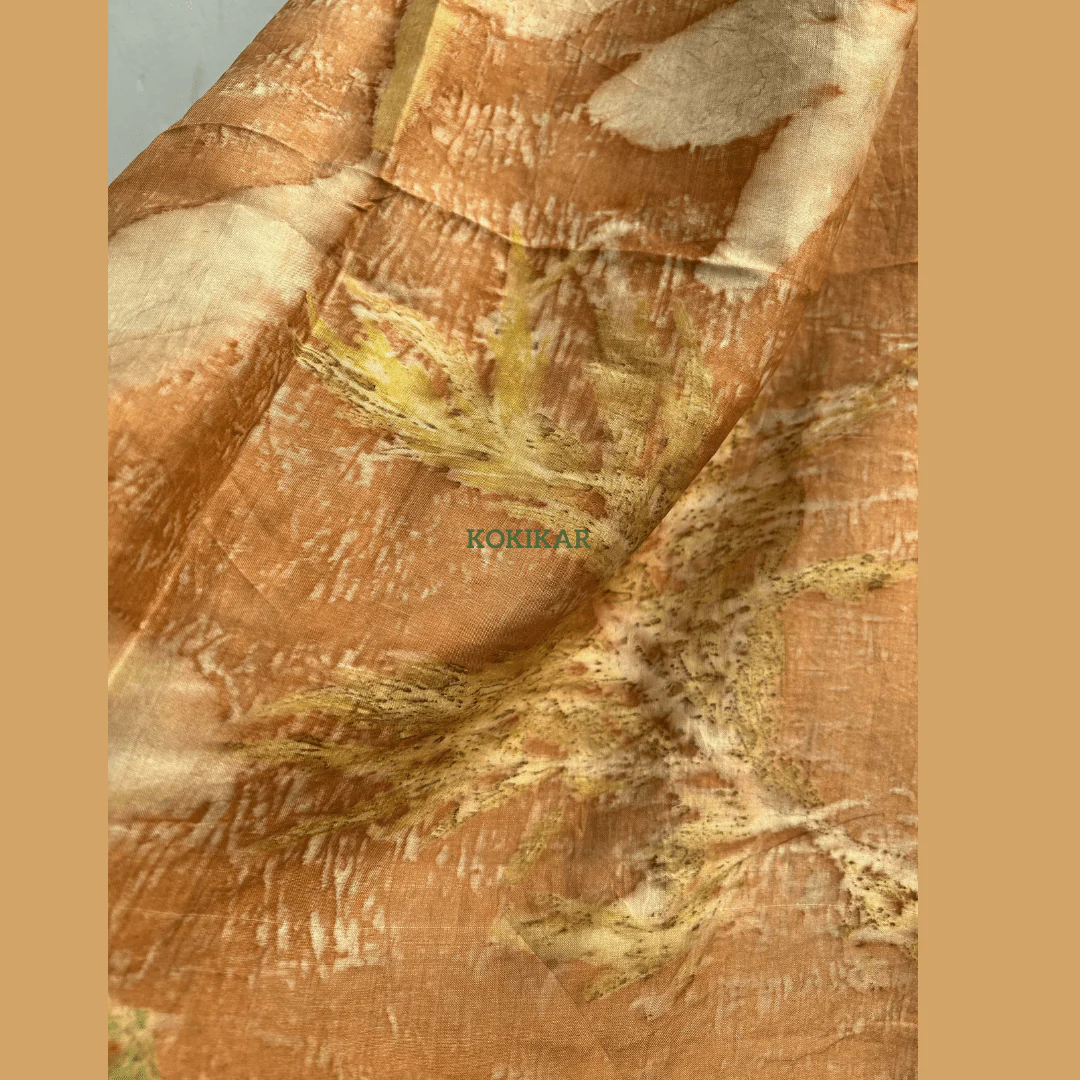 Coral Carnation Pure Silk Scarf – Naturally Dyed & Ecoprinted - Image 8