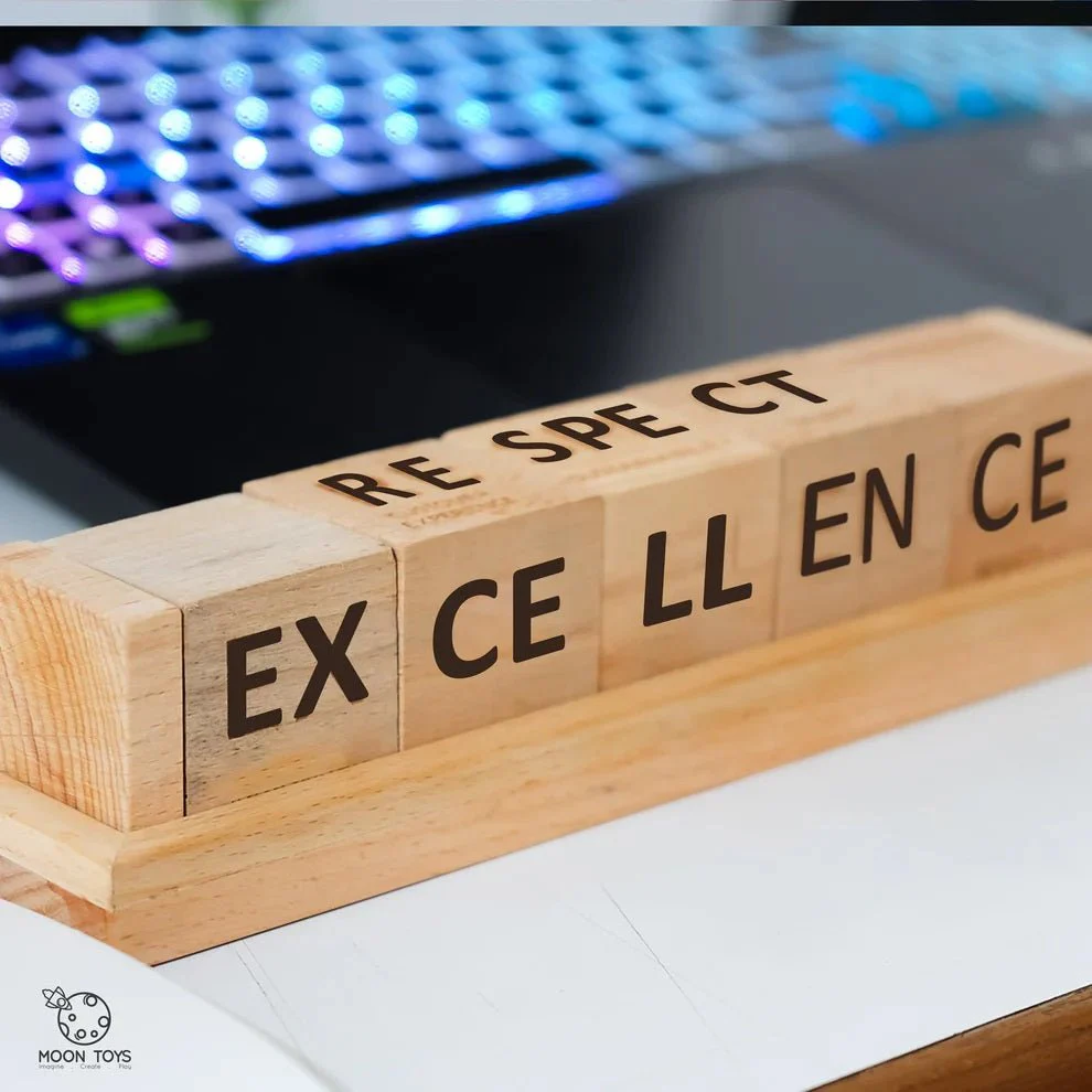 Wooden Core Values Gift – Handcrafted Desk Decor - Image 4