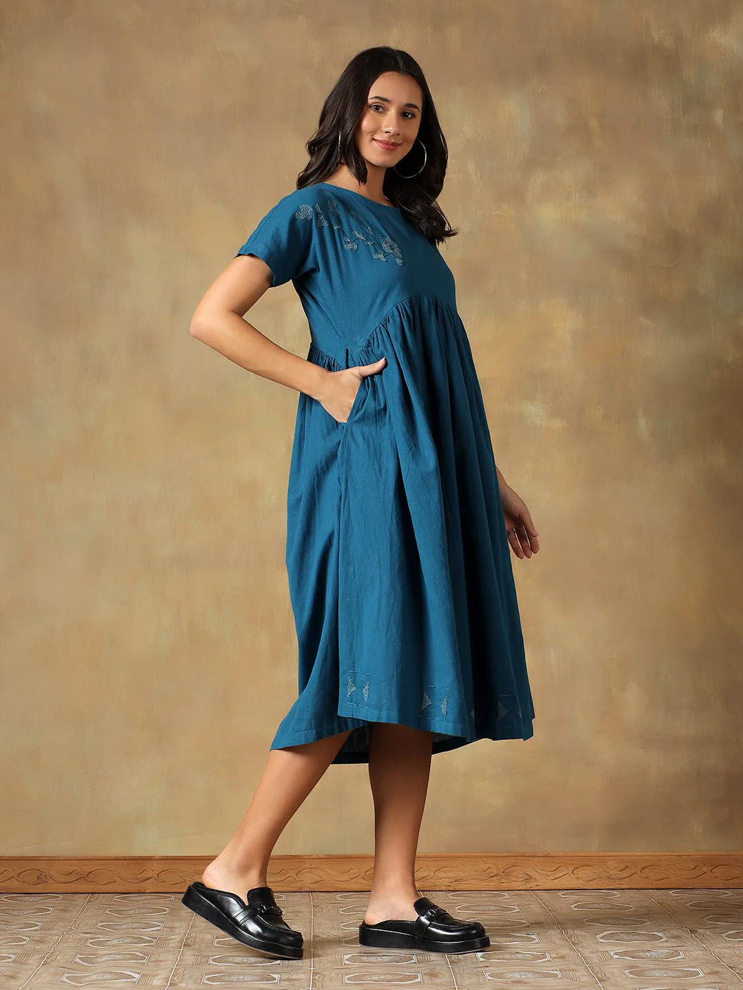 Cotton Chikankari Maxi Dress | Hand Embroidered Lucknowi Dress