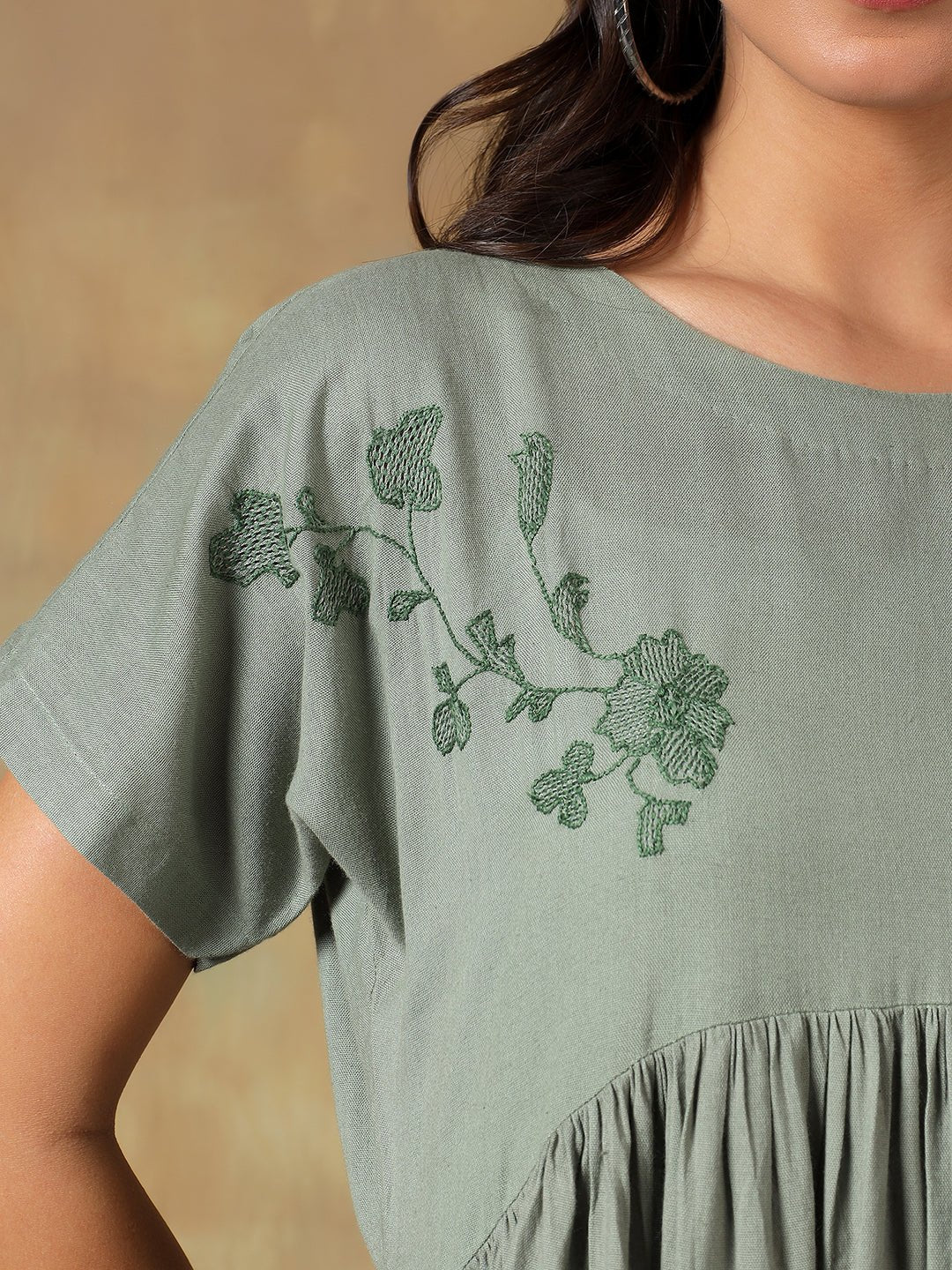 Cotton Chikankari Maxi Dress | Hand Embroidered Lucknowi Dress - Image 10