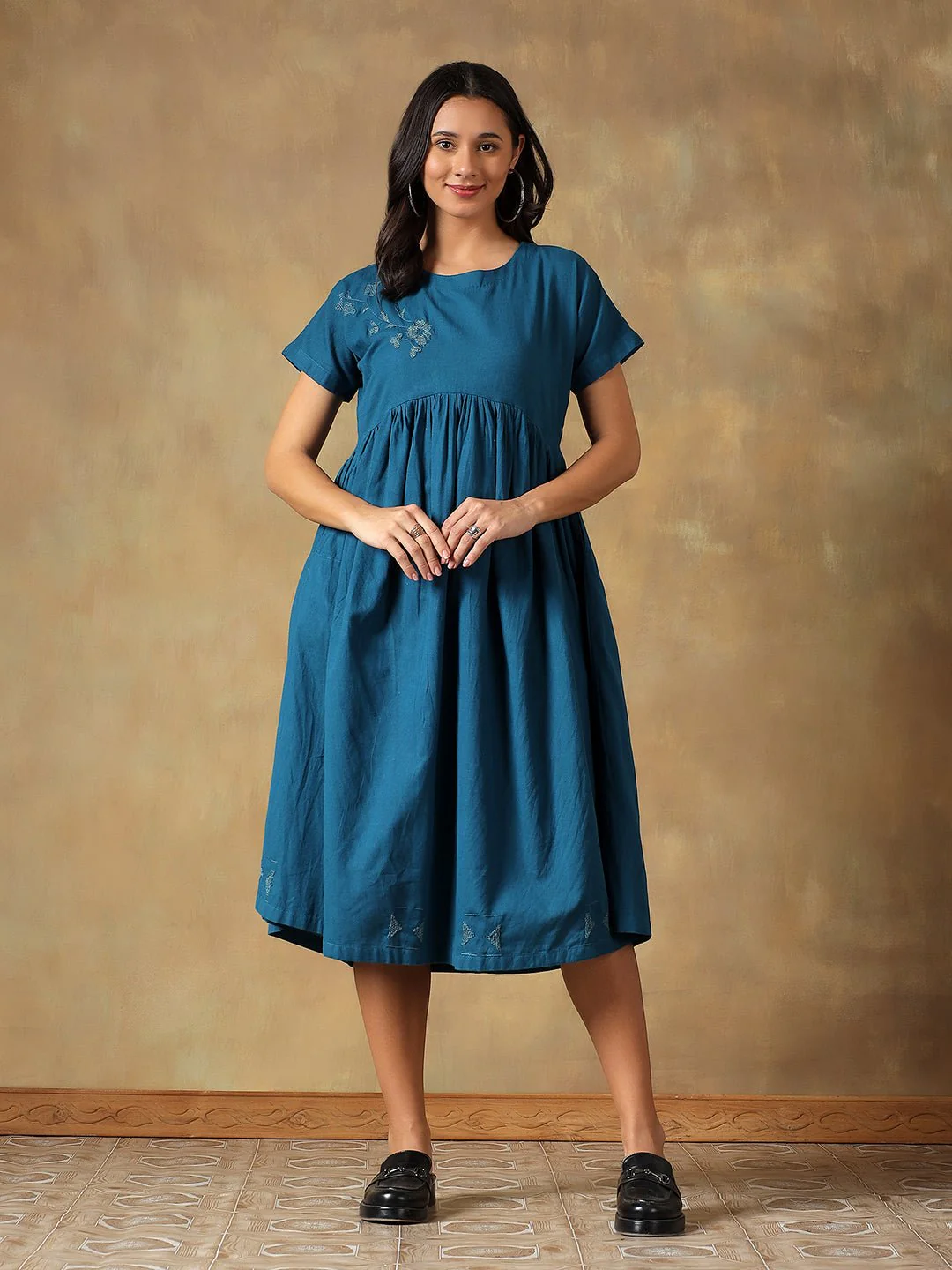 Cotton Chikankari Maxi Dress | Hand Embroidered Lucknowi Dress - Image 5