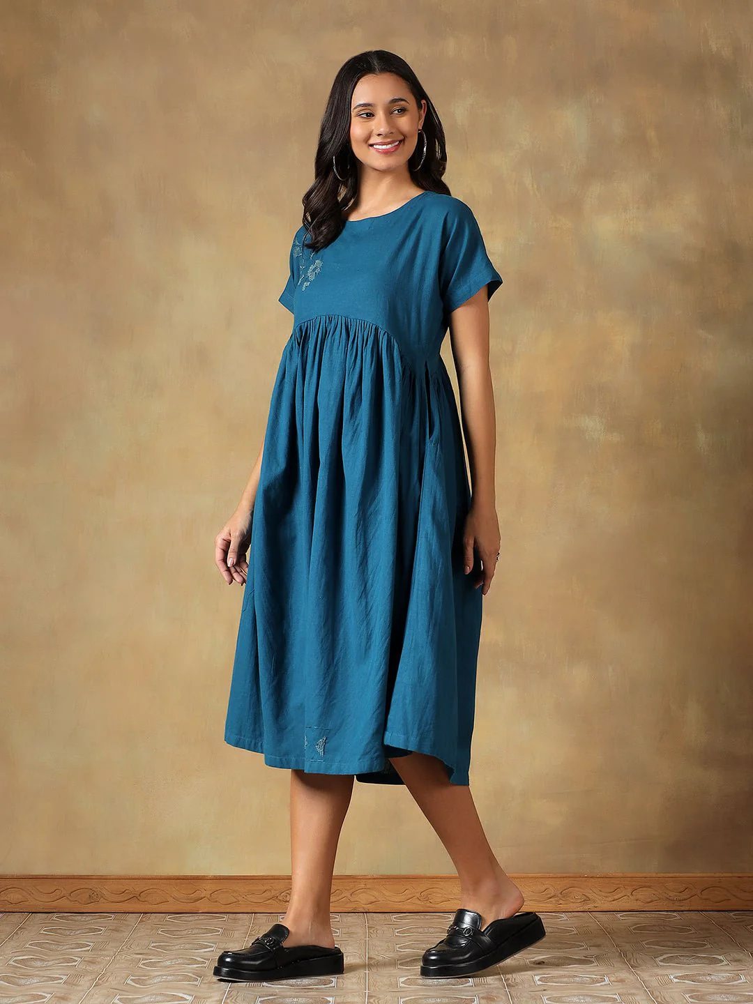 Cotton Chikankari Maxi Dress | Hand Embroidered Lucknowi Dress - Image 6