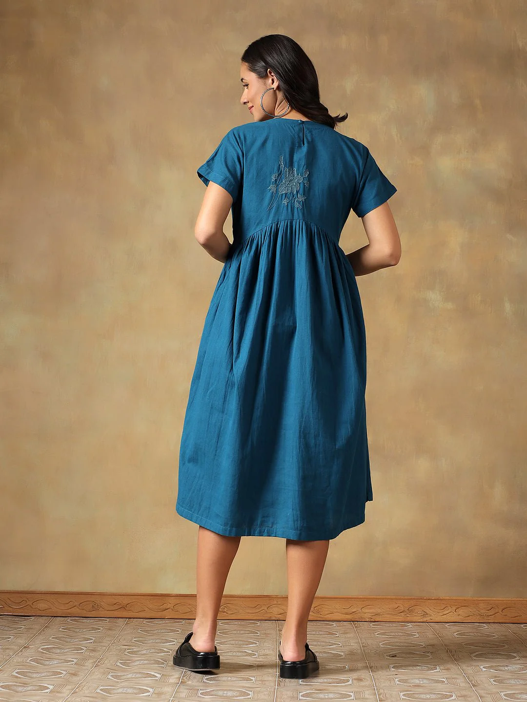 Cotton Chikankari Maxi Dress | Hand Embroidered Lucknowi Dress - Image 7