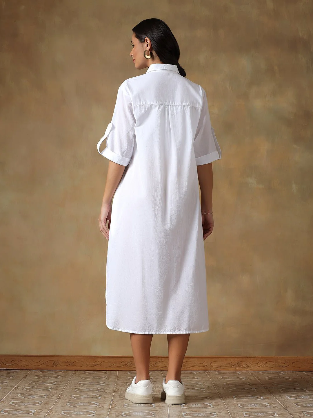 Hand Embroidered Cotton Chikankari Straight Fit Shirt Dress - Image 14