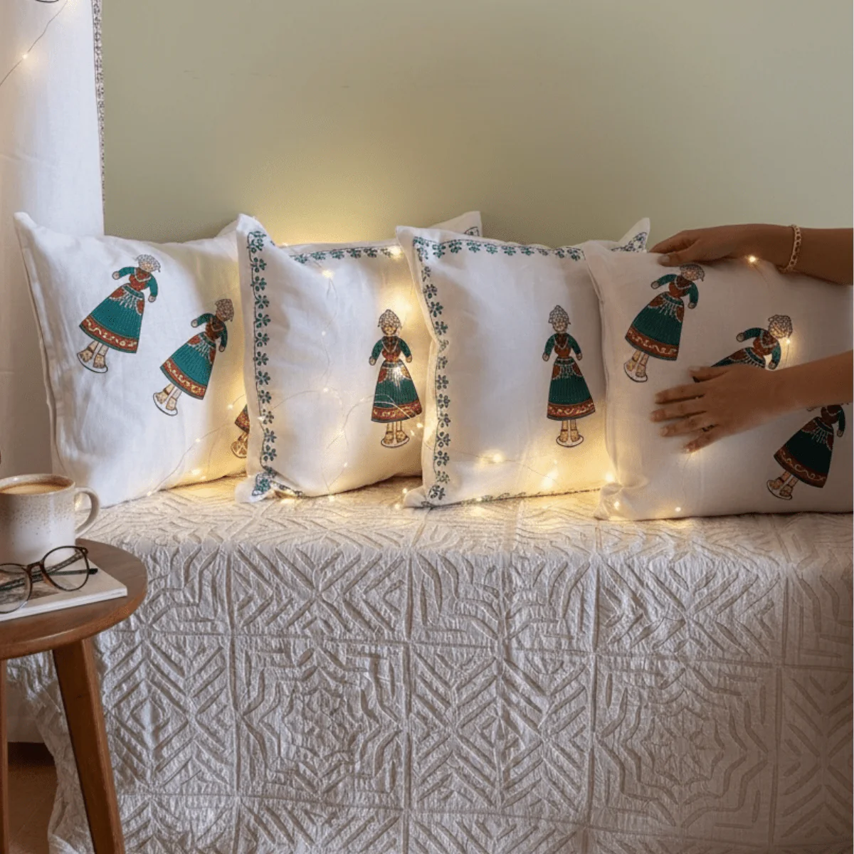 Cotton Cushion Cover - Traditional Doll Print - Set of 4 - Image 10