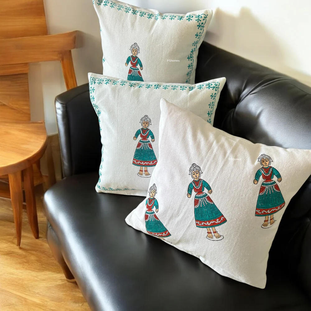 Cotton Cushion Cover - Traditional Doll Print - Set of 4 - Image 2