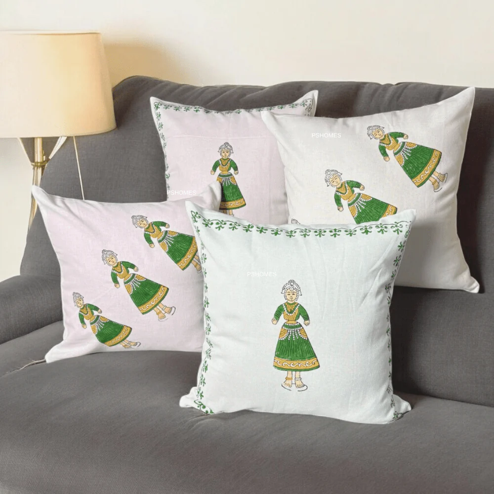 Cotton Cushion Cover - Traditional Doll Print - Set of 4 - Image 5