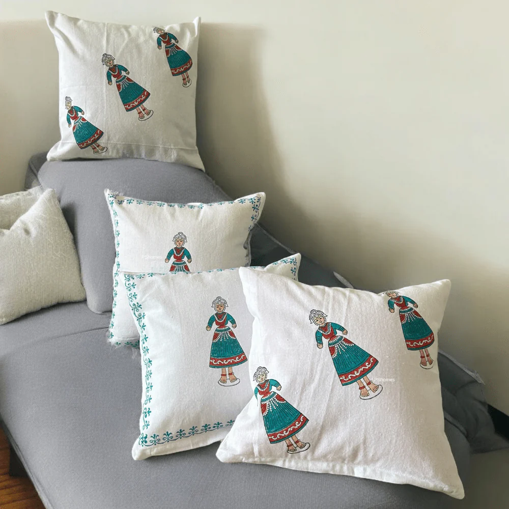 Cotton Cushion Cover - Traditional Doll Print - Set of 4 - Image 8