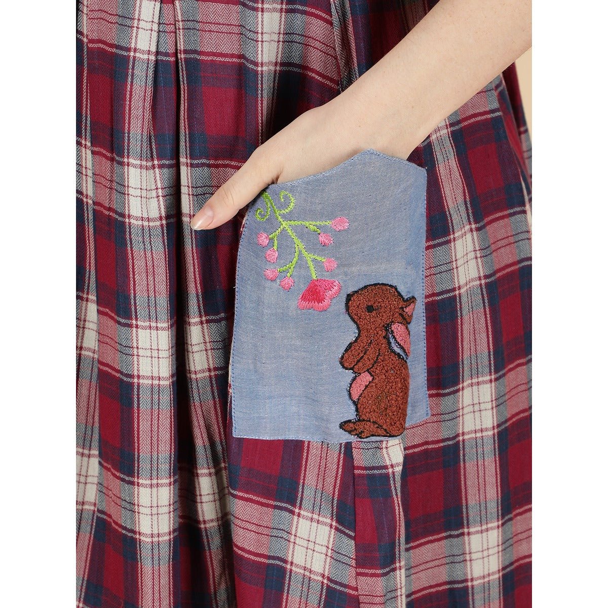 Cotton Maternity Dress for Women | Dusky Pink & Blue - Image 3