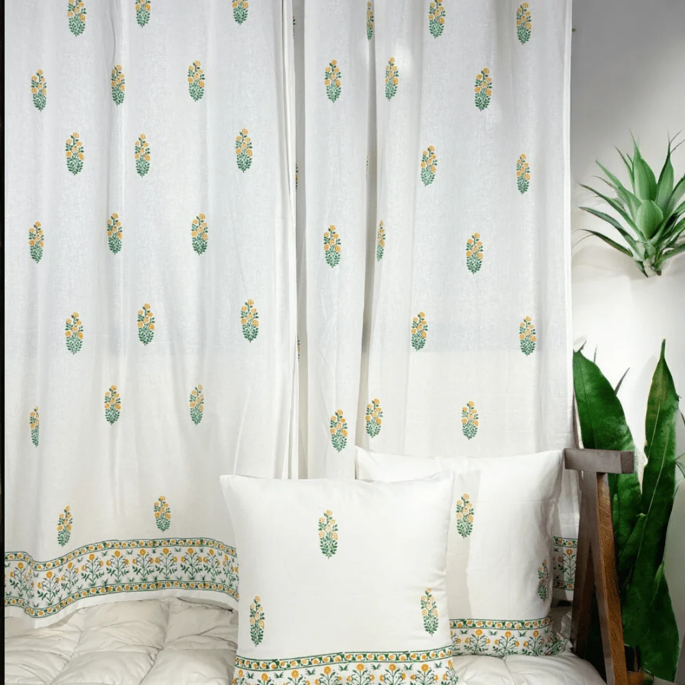 Cotton Handblock Cushion Covers Set of 2 – 24x24 – White & Durable - Image 4