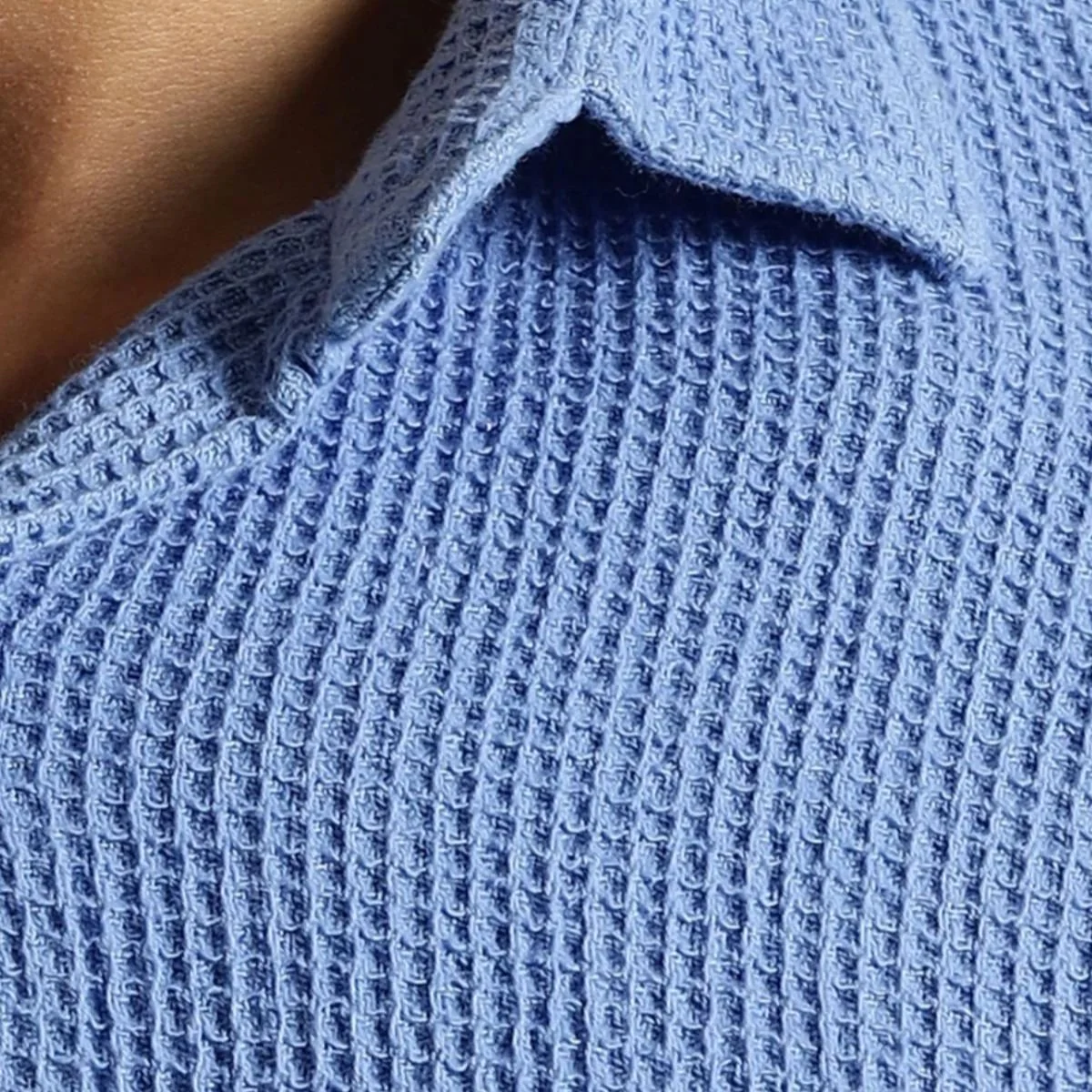 Men’s Blue Waffle Knit Shirt - Image 2
