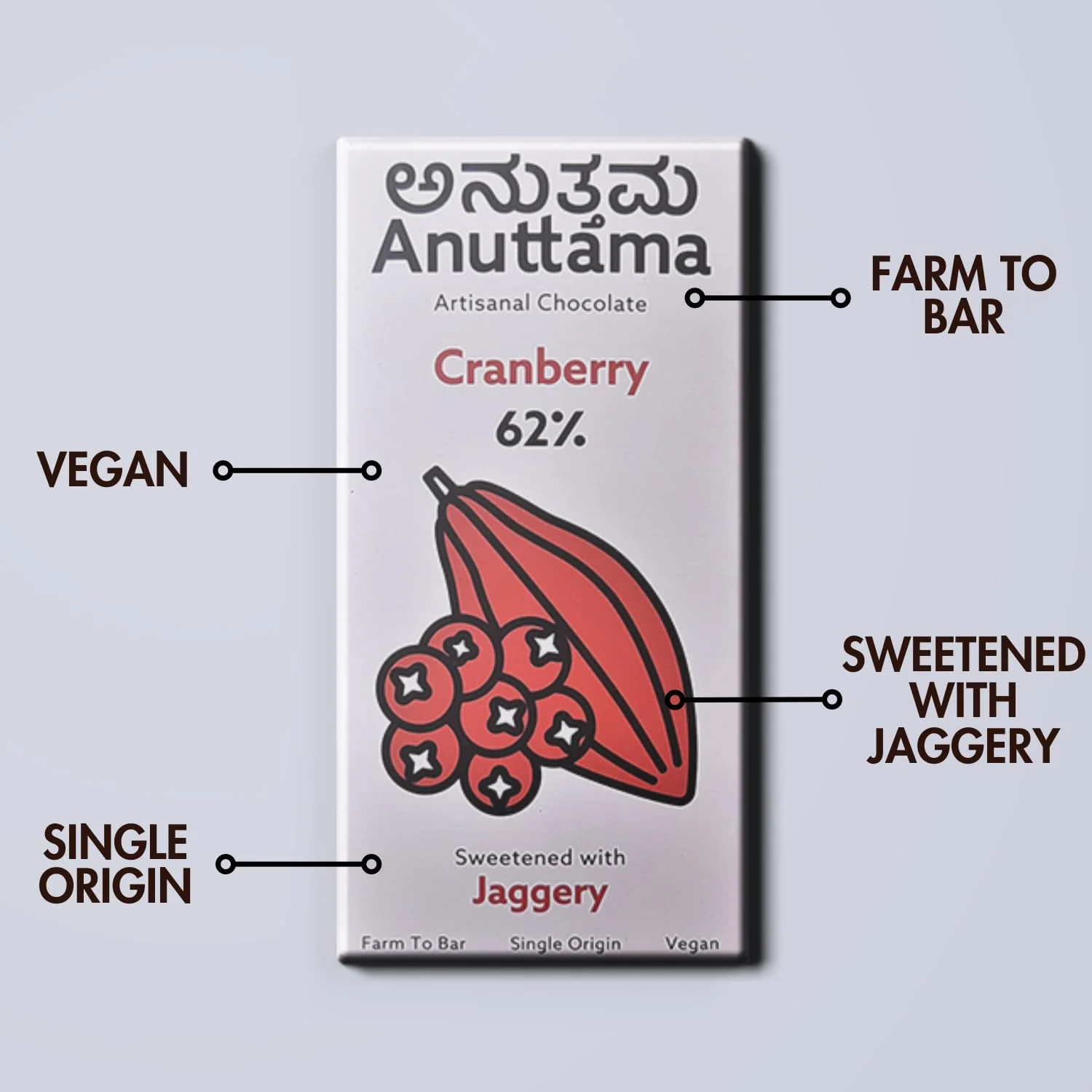 Cranberry 62% Dark Chocolate | Jaggery Sweetened Fruity Indulgence - Image 5