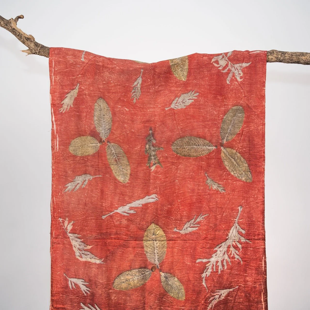 Crimson Eri Silk Scarf – Handcrafted Natural Silk Stole - Image 4