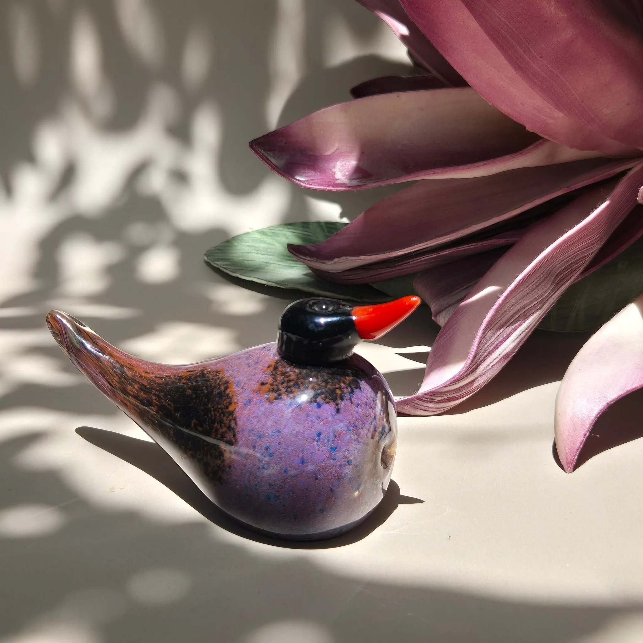 Crimson Glow Glass Bird Figurine – Unique Handmade Decor - Image 2