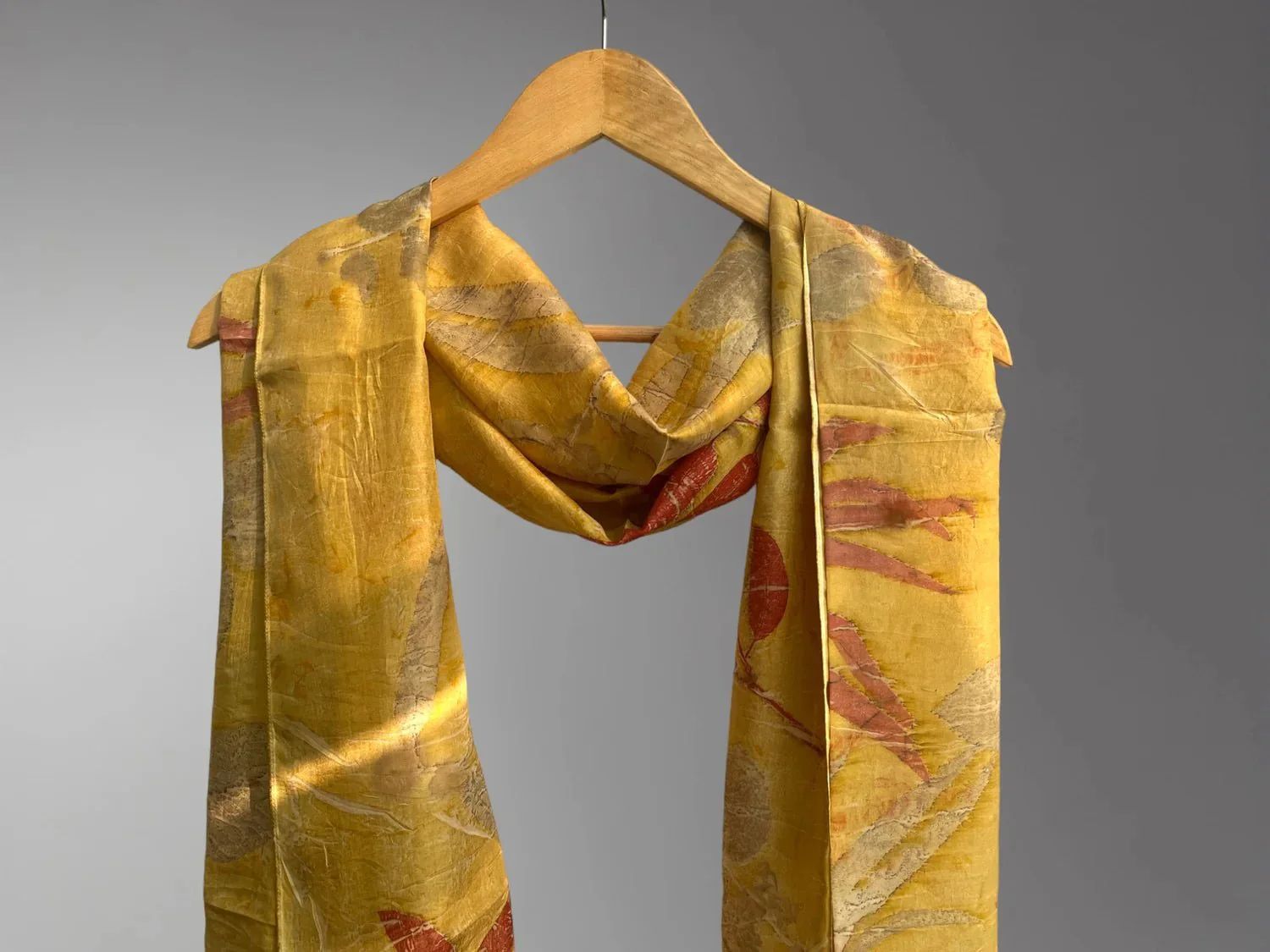Crimson Rose Pure Silk Scarf – Naturally Ecoprinted & Handcrafted - Image 2