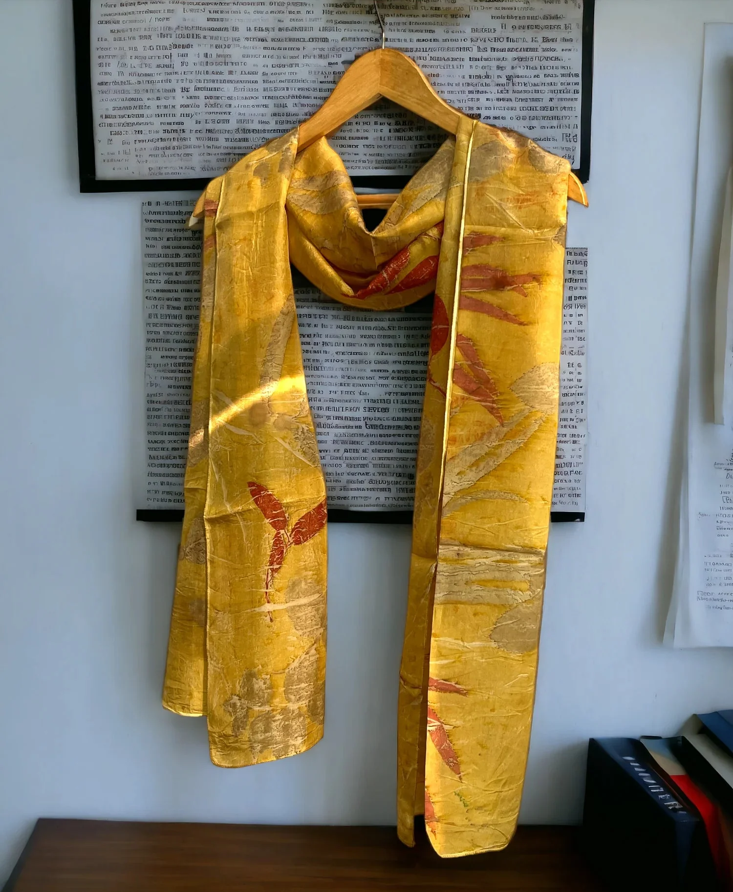 Crimson Rose Pure Silk Scarf – Naturally Ecoprinted & Handcrafted - Image 3