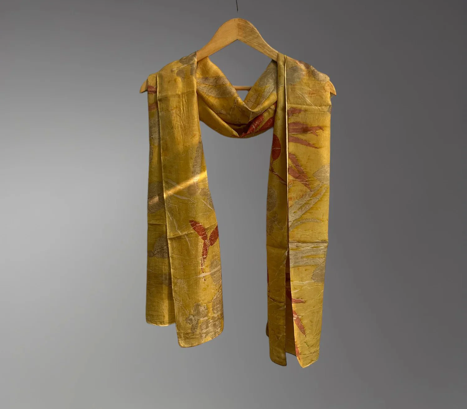 Crimson Rose Pure Silk Scarf – Naturally Ecoprinted & Handcrafted - Image 4