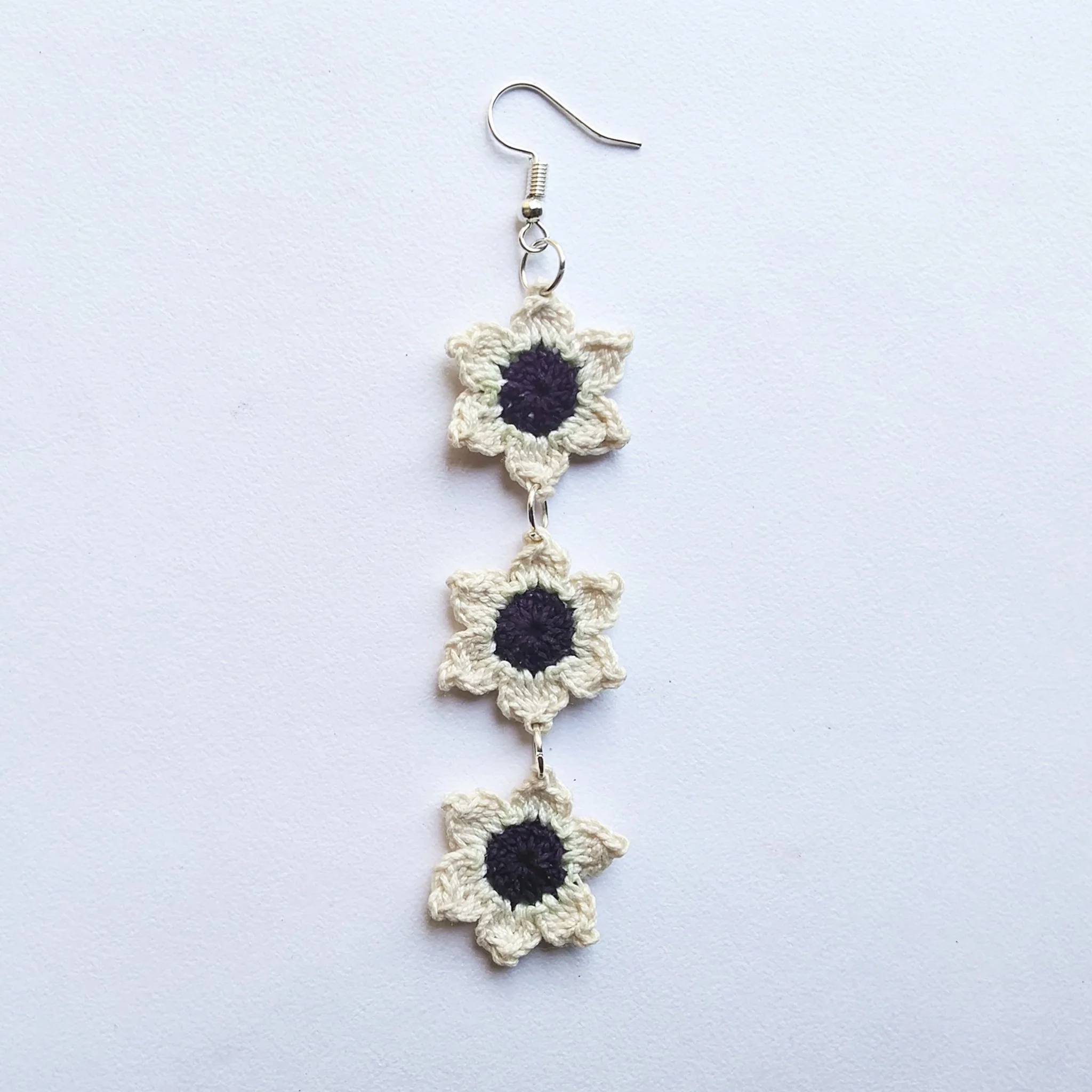 Crochet Floral Star Earrings | Blue - Image 2