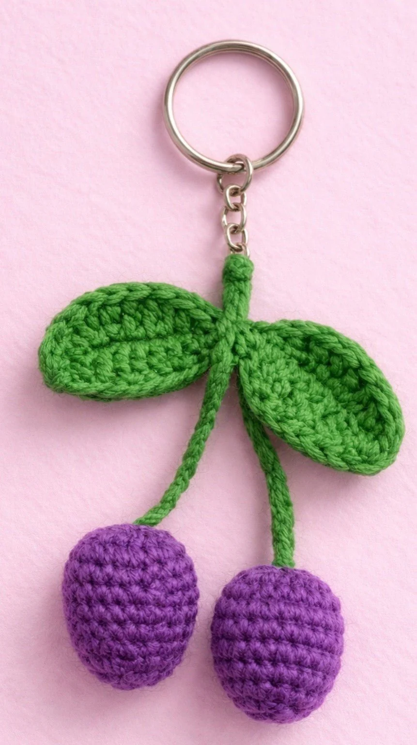Crochet Purple Keychain | Handmade Crochet Key Holder | Cute Bag Charm - Image 3
