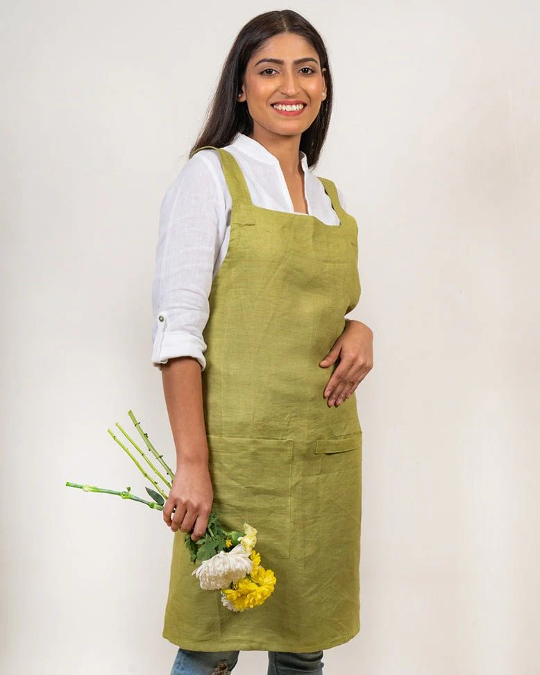 Cross Back Apron in 100% Hemp Fabric - Image 9