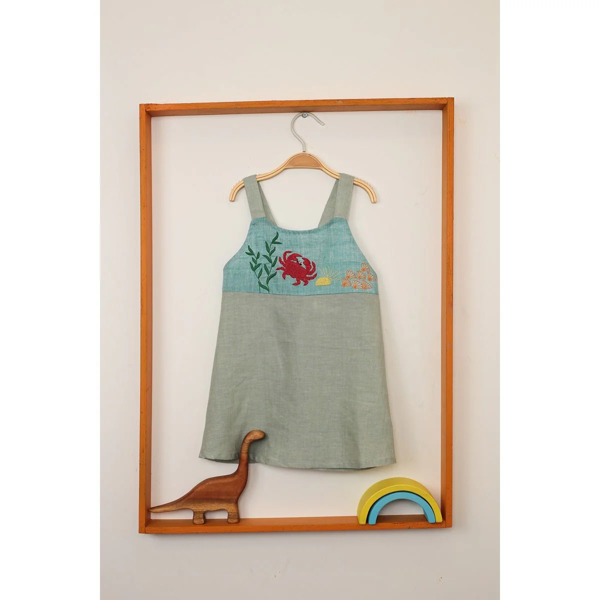 Cumbersome Crab Top | Mint Green Sleeveless Cotton Top for Girls