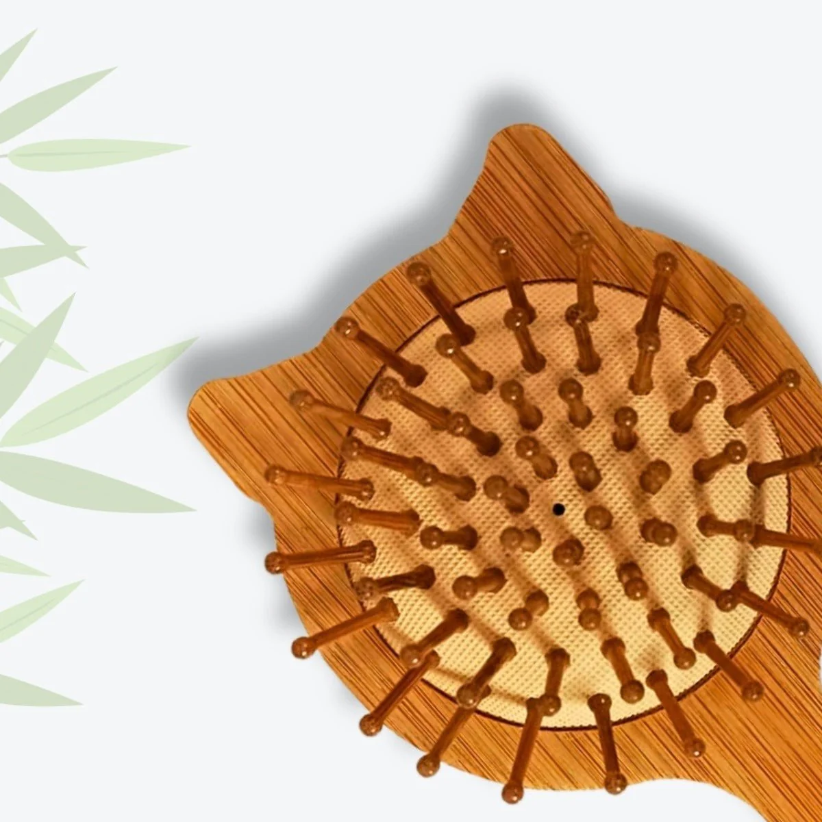 Cat Shaped Paddle Hairbrush | Bamboo - Image 2