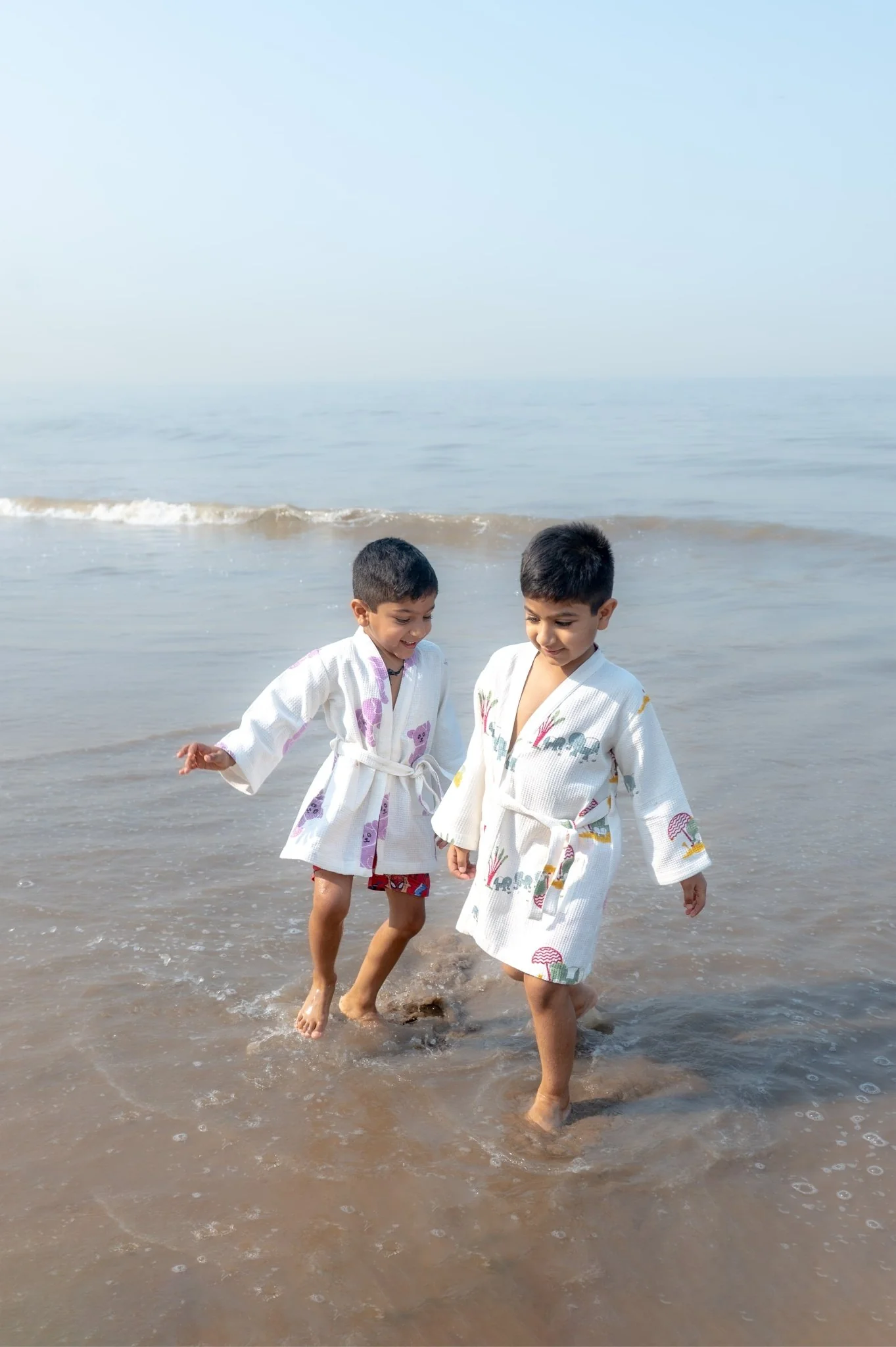 Pure Waffle Cotton Medium Robe for Kids – Koala Design, Purple - Image 10