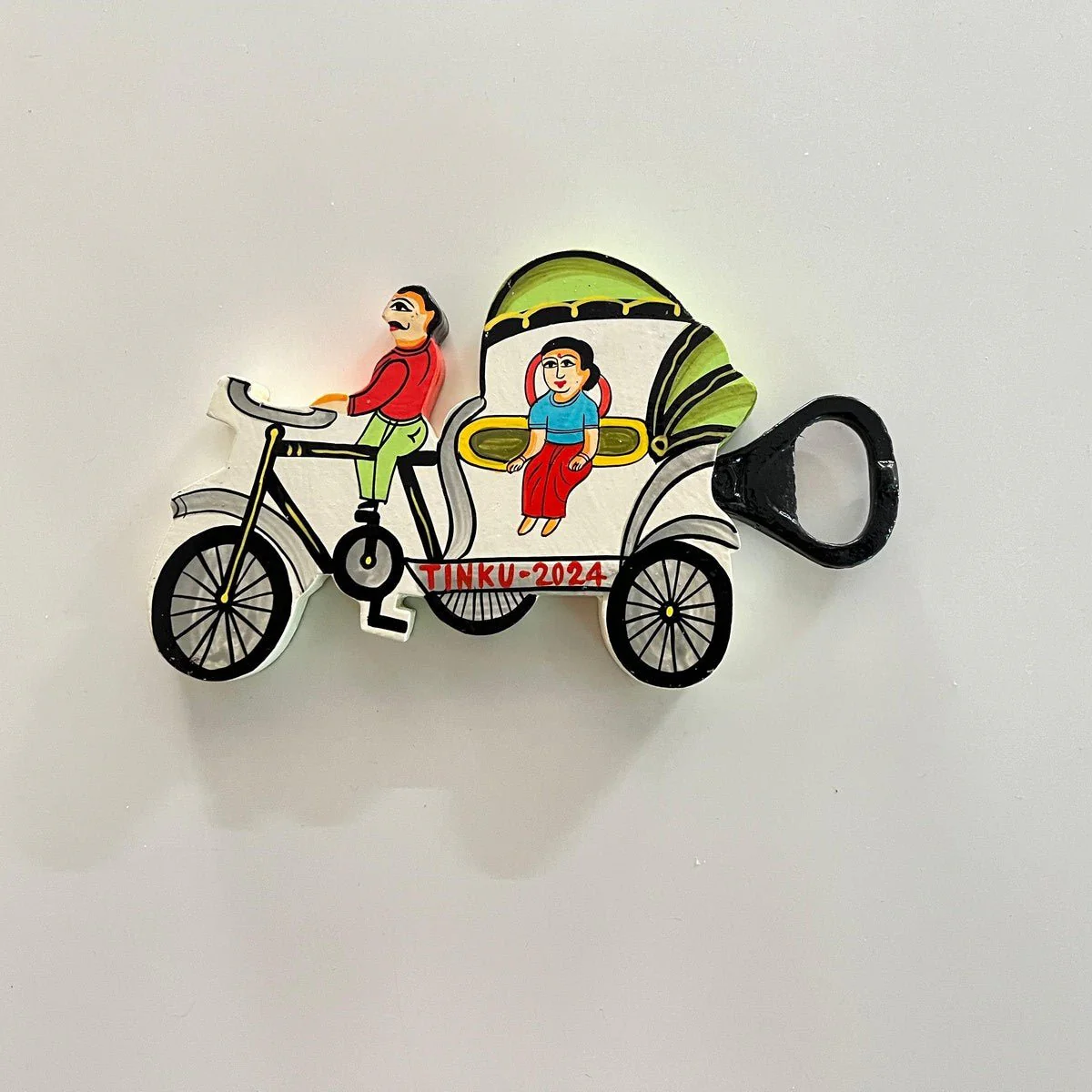 Cycle Rickshaw Bottle Opener with Fridge Magnet – Cream