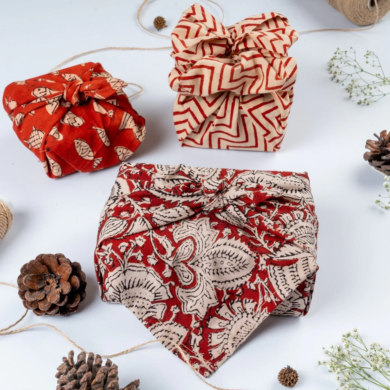 Furoshiki Fabric Reusable Gift Wrap in 100% cotton block print - Image 8