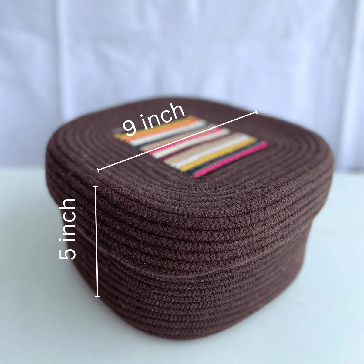 Dark Brown Square Storage Basket with Lid - Image 3