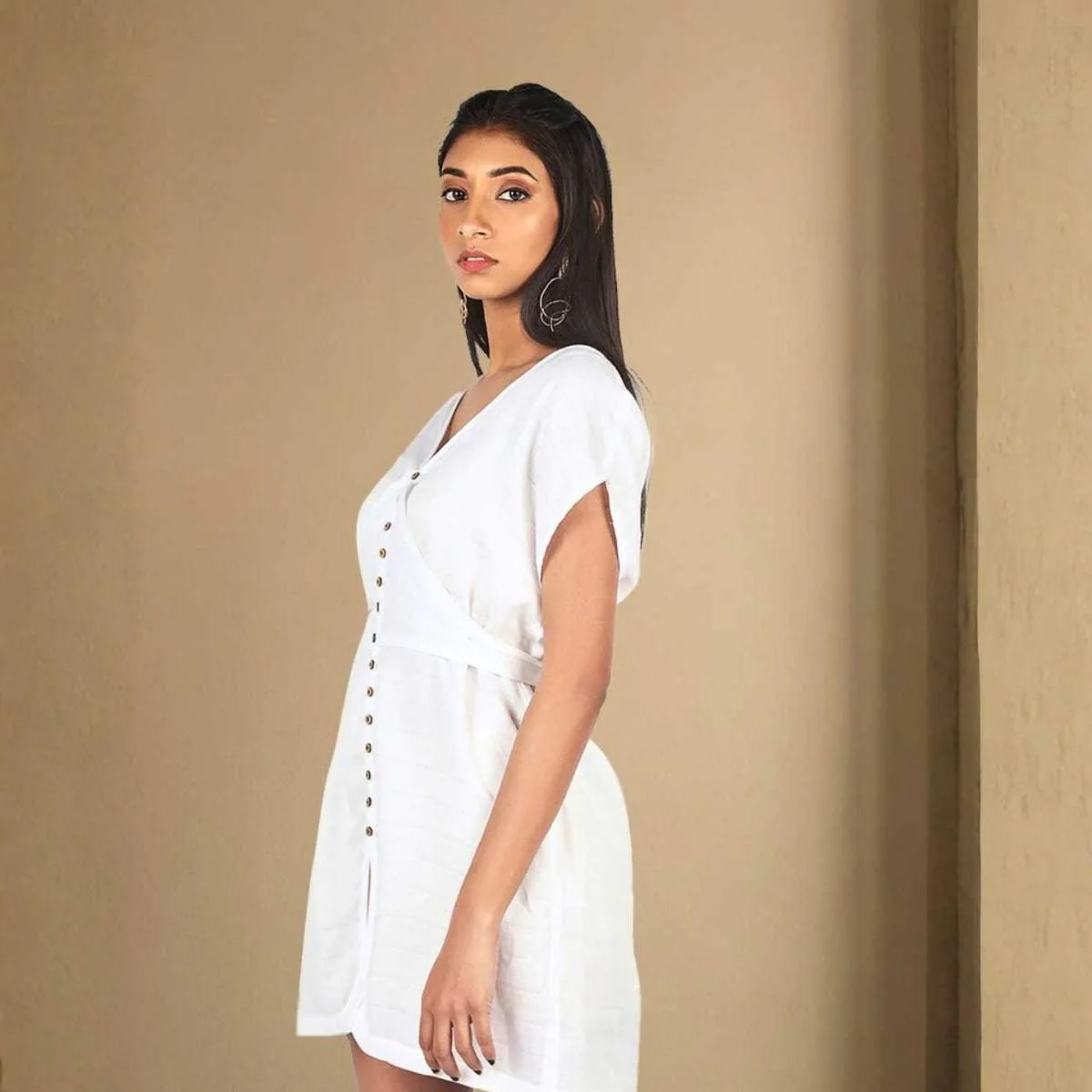 Daydream White Tencel Dress For Women | Soft & Breathable - Image 3