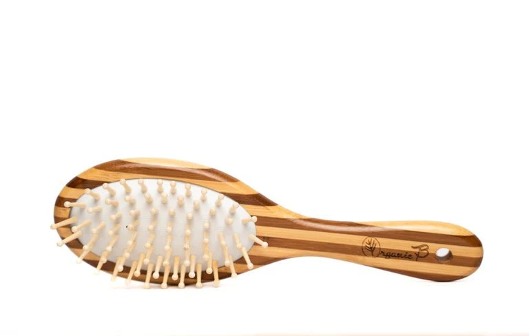 Oval Paddle Hairbrush |Bamboo |Stripped | Small