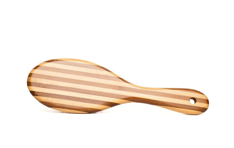 Oval Paddle Hairbrush |Bamboo |Stripped | Small - Image 2