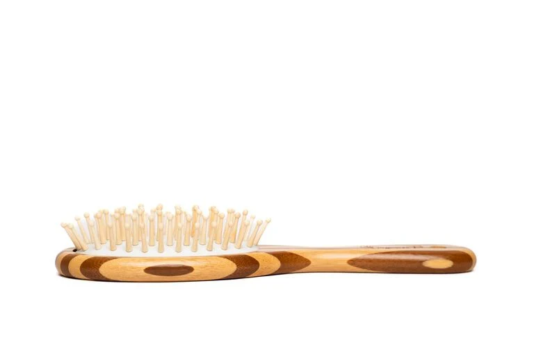 Oval Paddle Hairbrush |Bamboo |Stripped | Small - Image 3