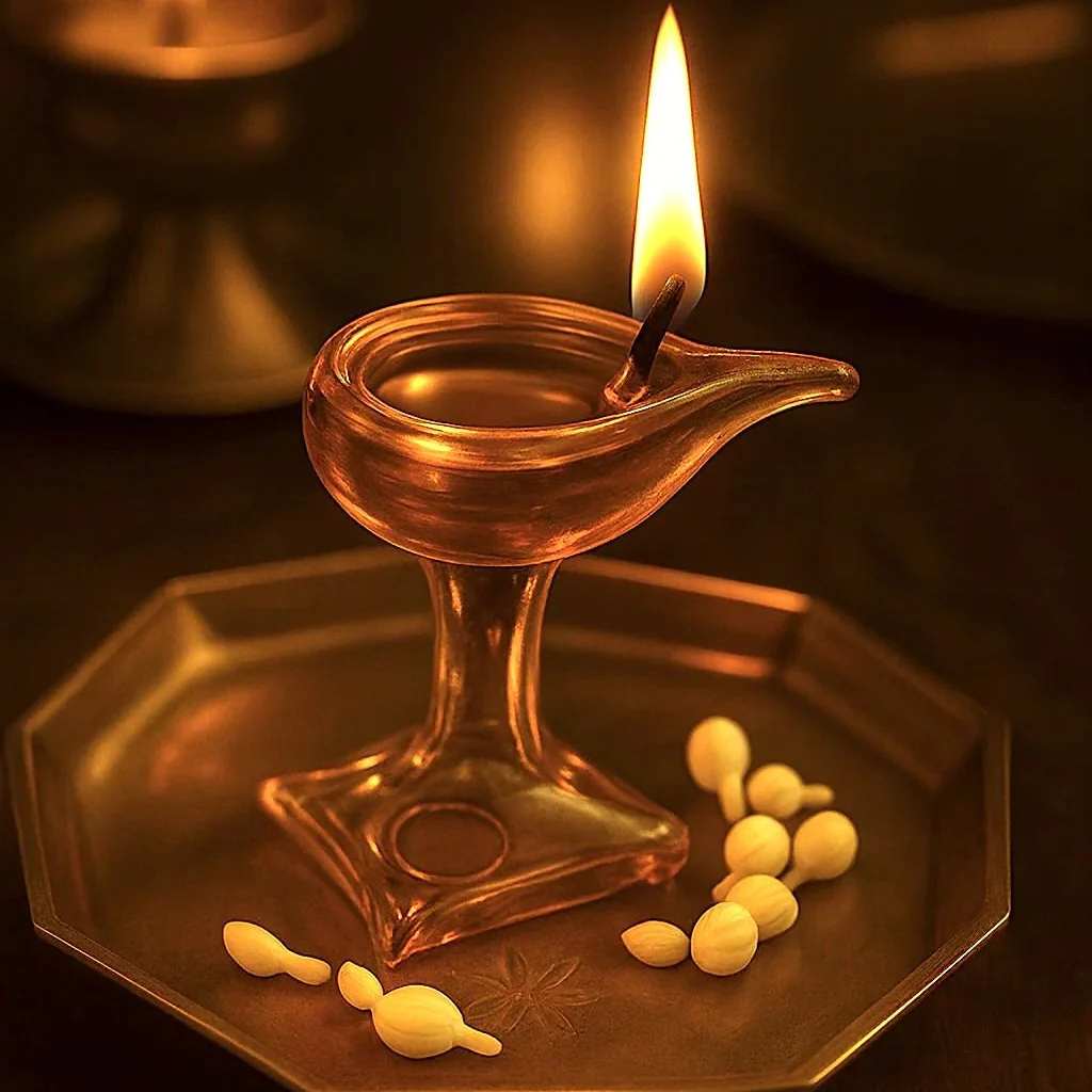 Divya Ambar Jyot – Art Glass Puja Diya Festival Lamp
