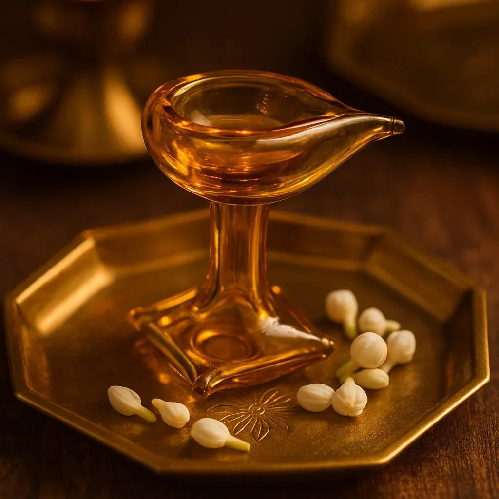 Divya Ambar Jyot – Art Glass Puja Diya Festival Lamp - Image 2