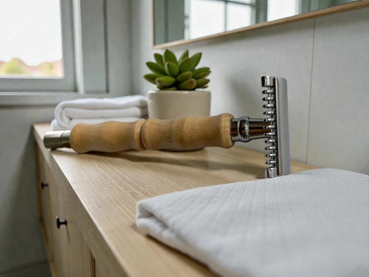 Double Edge Safety Razor with Bamboo Handle - Image 3