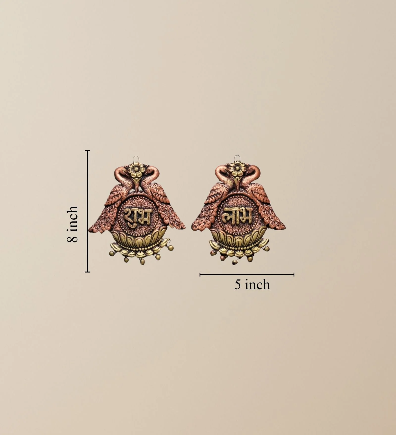 Double Peacock Subh Labh – Festive Handmade Decor - Image 3