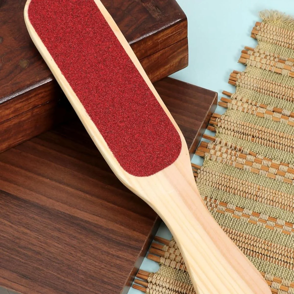Double-Sided Foot Filer Scrubber | Wooden Handle Pedicure Tool
