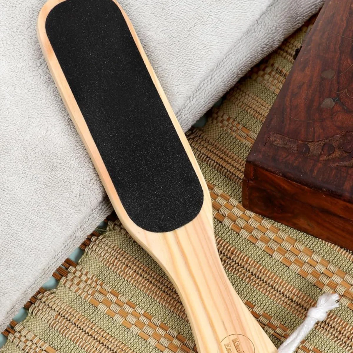 Double-Sided Foot Filer Scrubber | Wooden Handle Pedicure Tool - Image 2