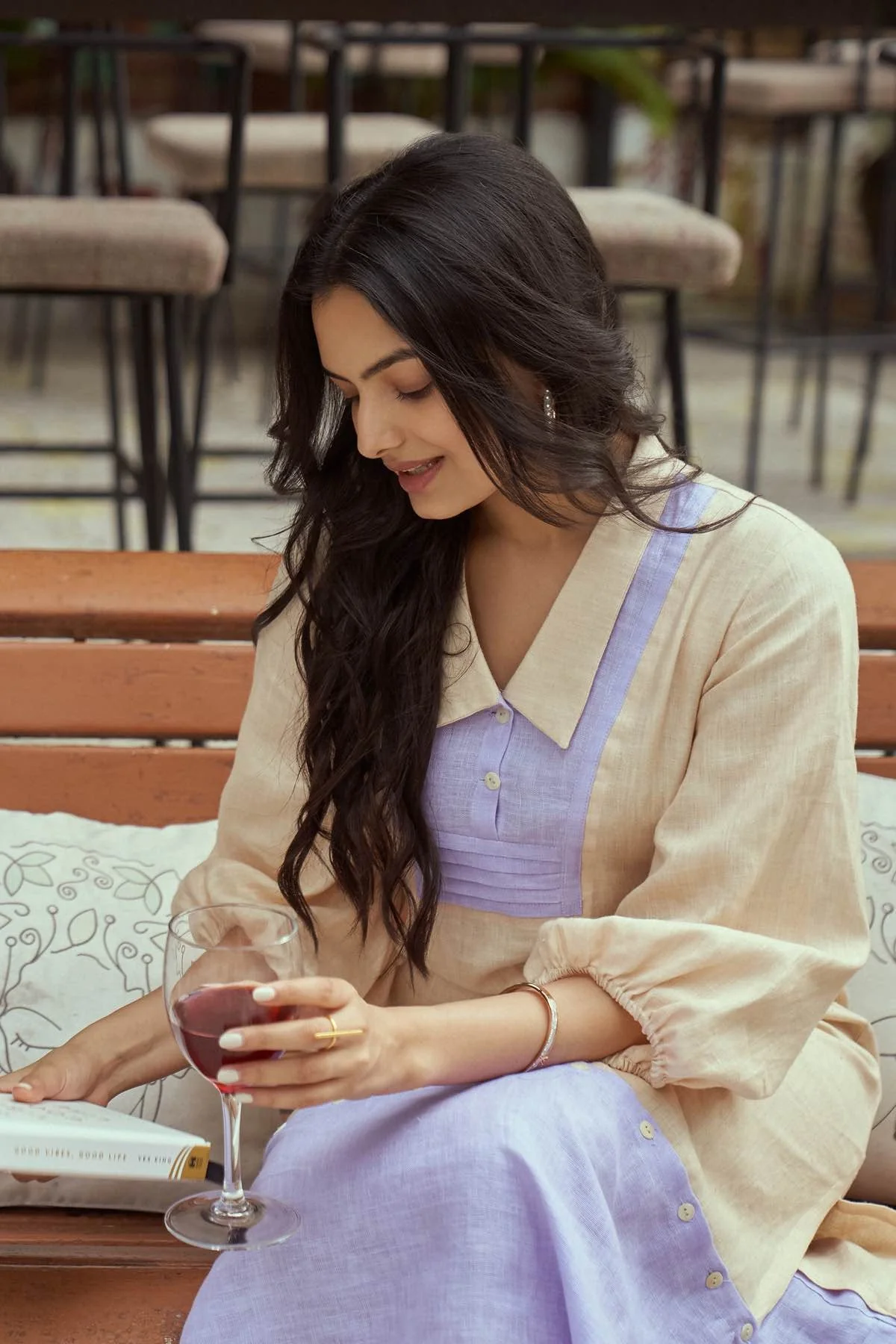Dreamy Lavender Detachable Hemp and Linen Dress - Image 2