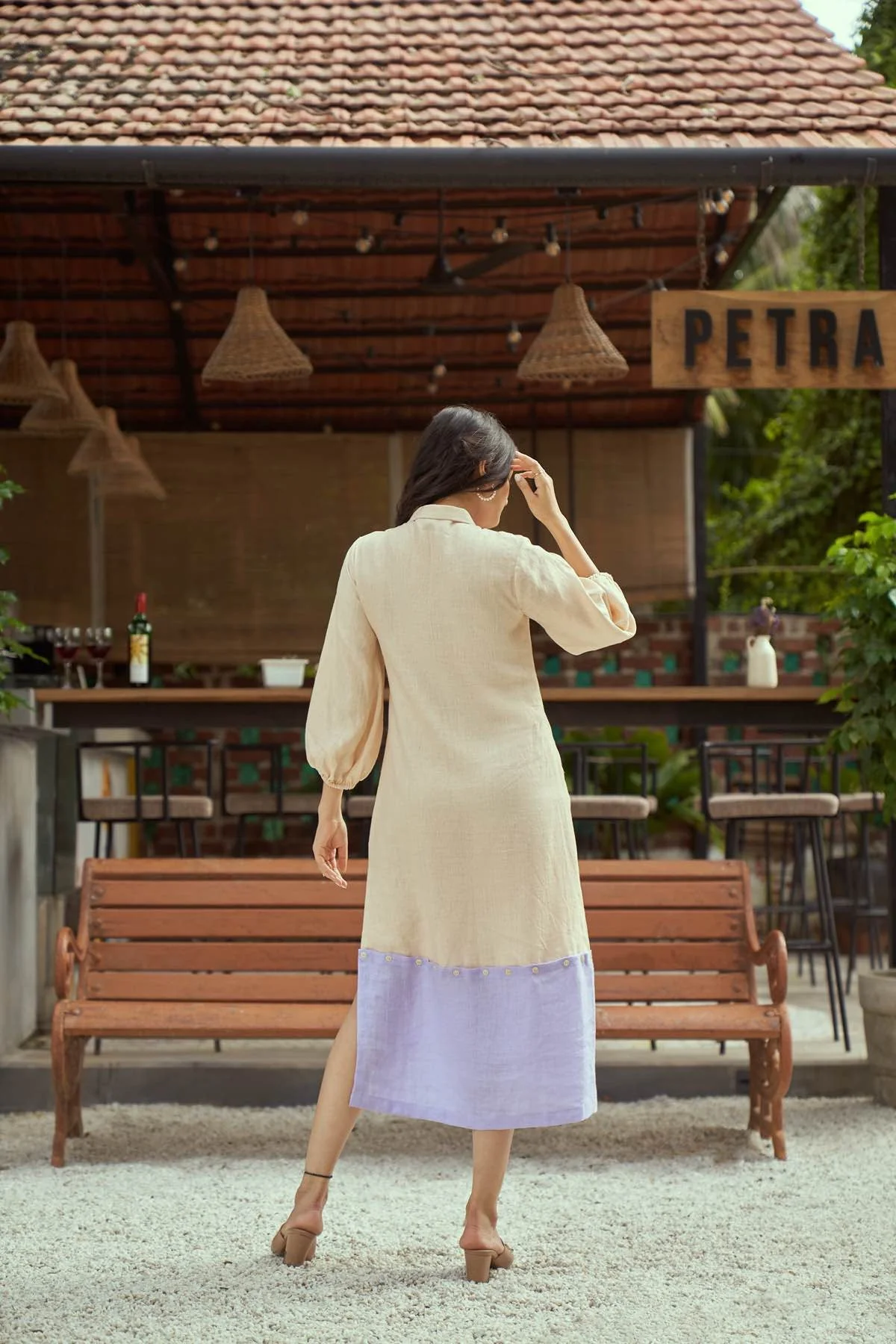 Dreamy Lavender Detachable Hemp and Linen Dress - Image 3