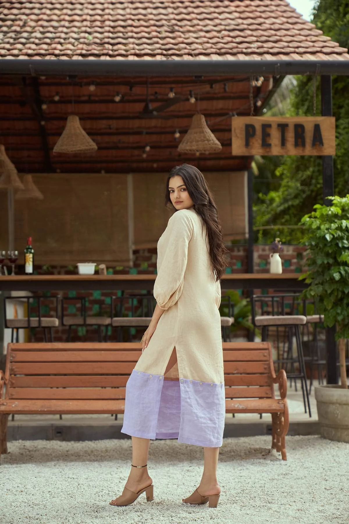 Dreamy Lavender Detachable Hemp and Linen Dress - Image 4