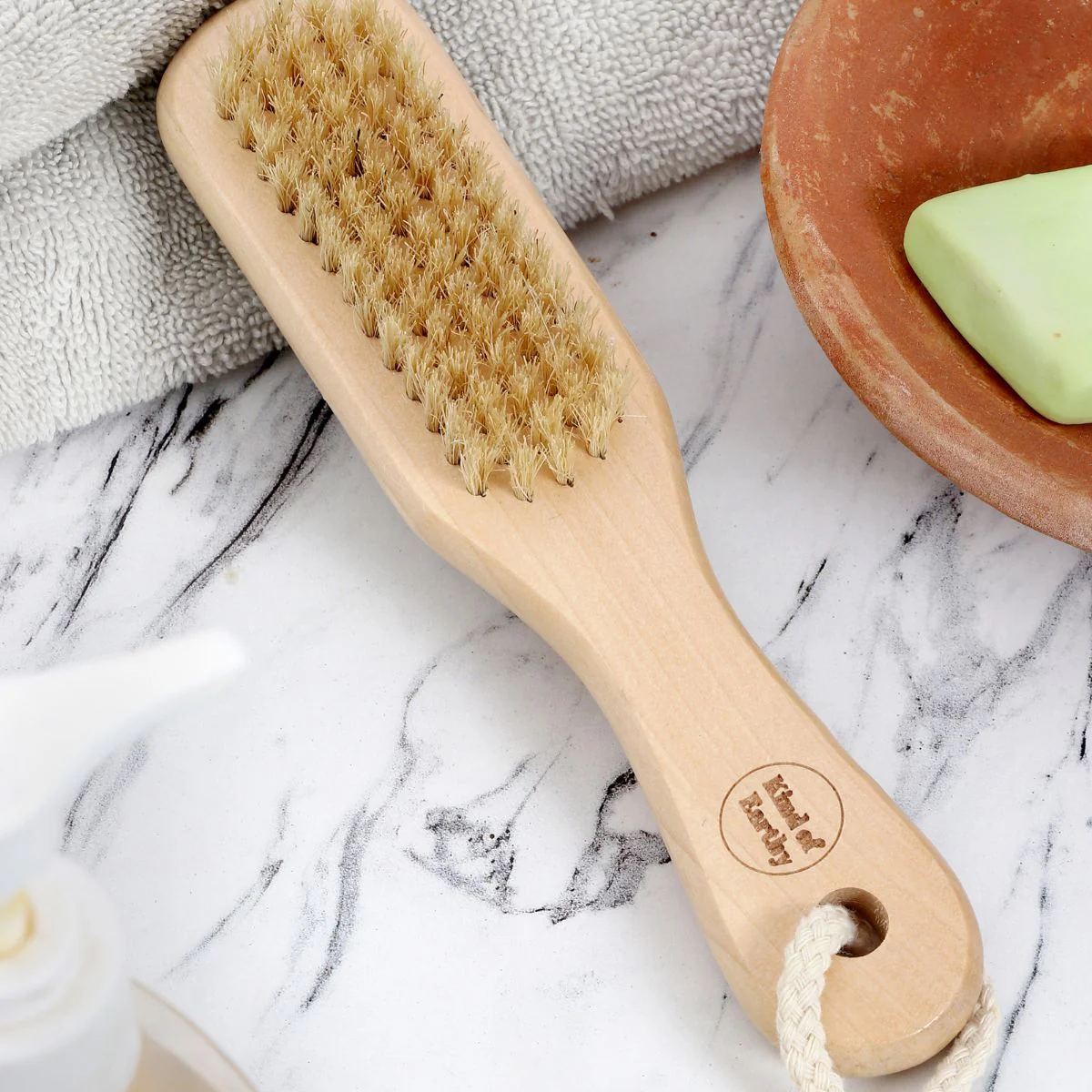 Dual-Side Wooden Foot Brush with Natural Pumice Stone | Scrub & Brush
