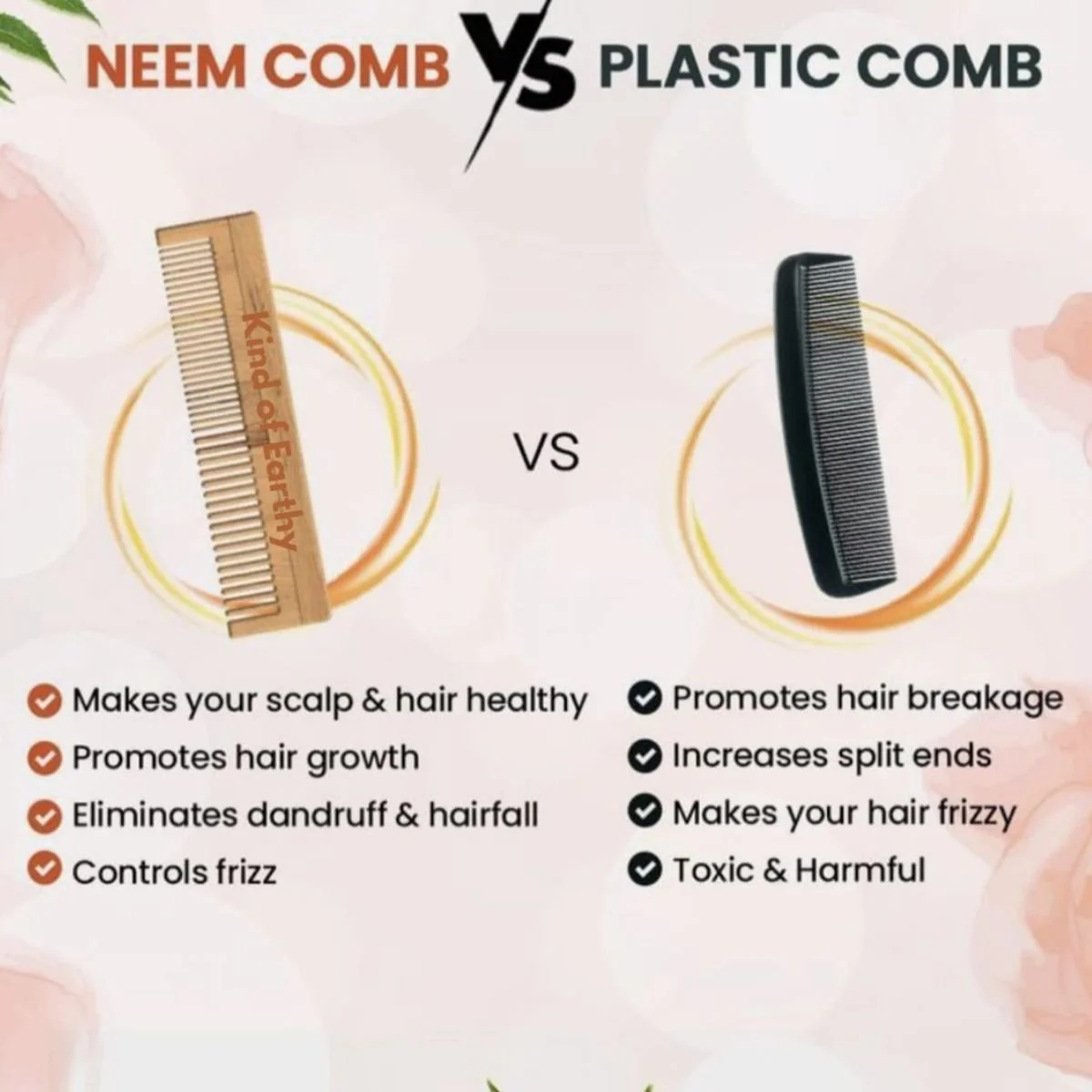 Dual Tooth Neem Wood Comb | Wide & Fine Teeth 2-in-1 Styling - Image 4