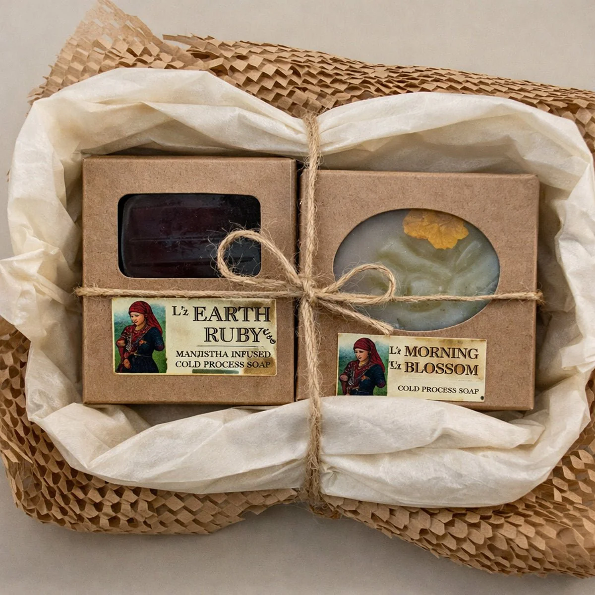 Earth Ruby & Morning Blossom Soap Set Pack Of 2 | Handmade Soaps
